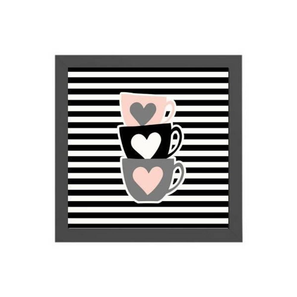 Quadro Quadrado Xícaras De Café 20X20Cm