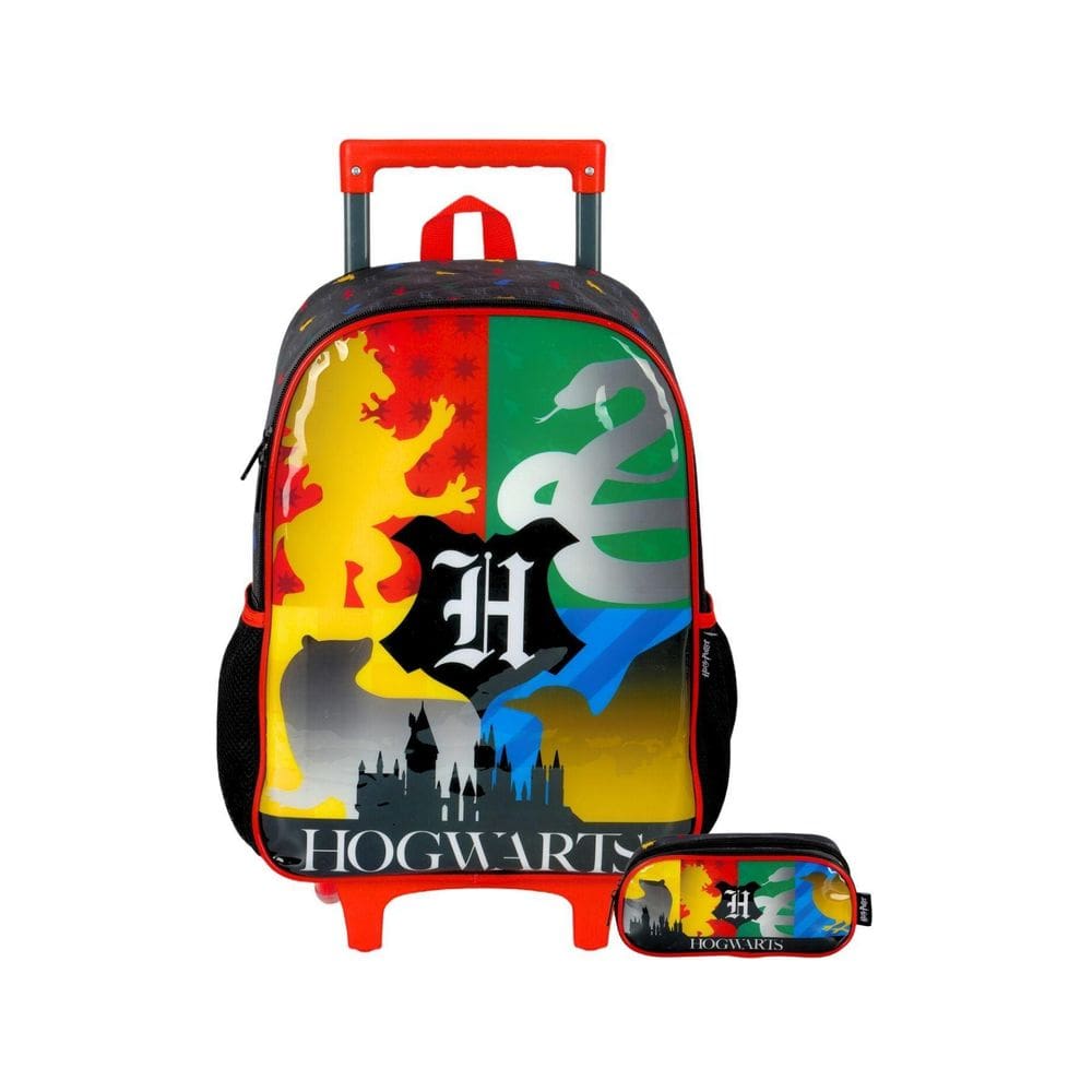 Kit Escolar Mochila Rodas+Estojo D Harry Potter - Preto