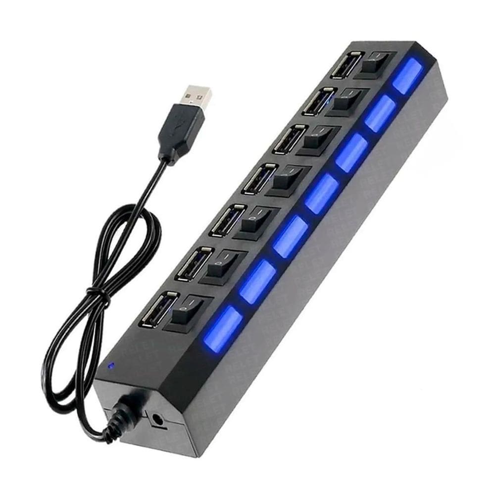 Multiplicador Usb Hub 7 Portas 2.0 480Mbps Fonte Compacto