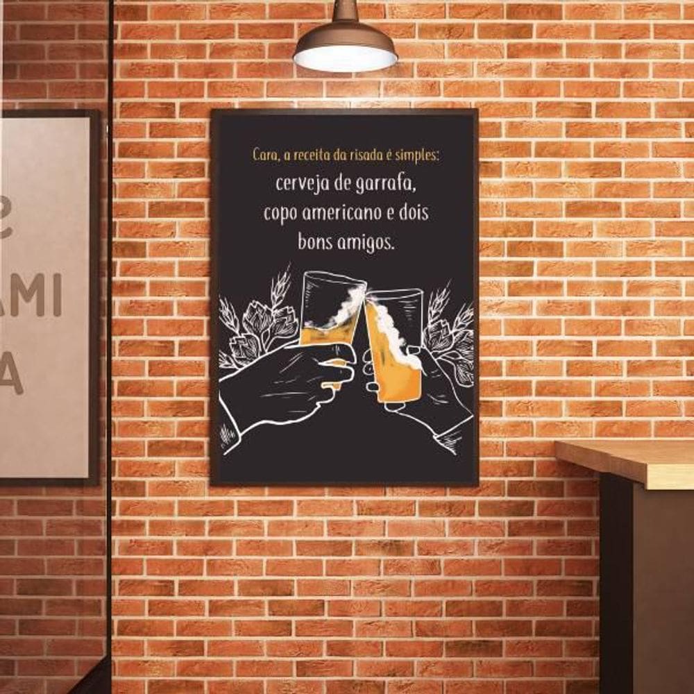 Quadro Decorativo A Receita Da Risada 45x34Cm Moldura Preta