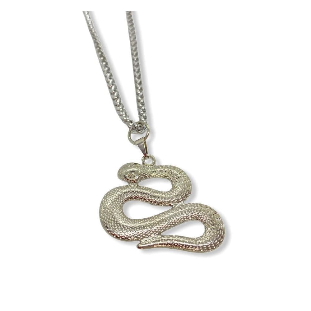 Corrente Com Pingente Serpente 4 Cm Niquelada