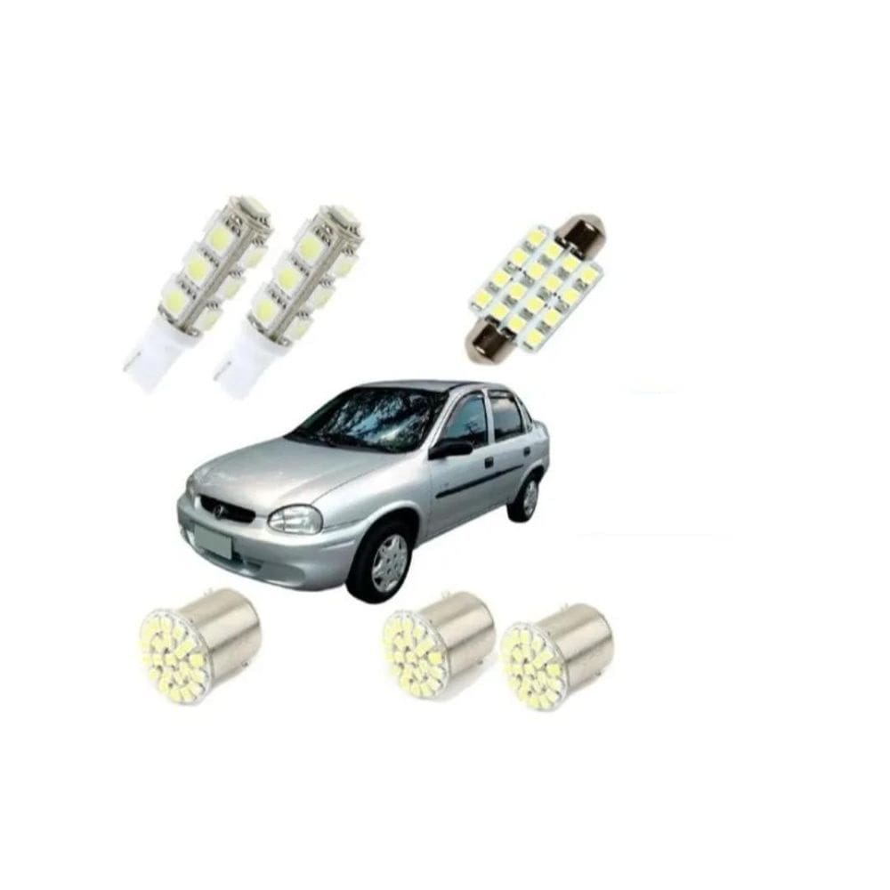 Kit Lâmpada Super Branca Farol / Milha E Led`S Corsa Hatch