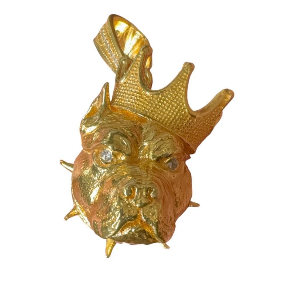 Pingente Pitbull Rei G - Banhado A Ouro 18K