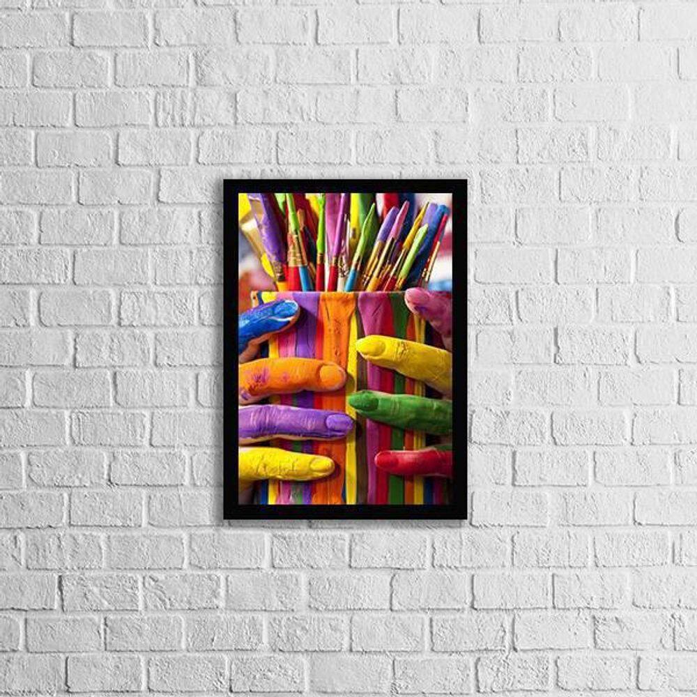 Quadro Foto Pincéis Coloridos 24X18Cm