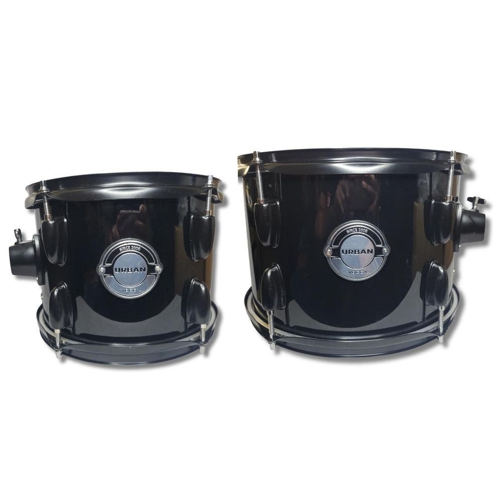 Tom 10 X 7 + Tom 12 X 7,5 Com 5 Afinações Preto Brilho Vogga