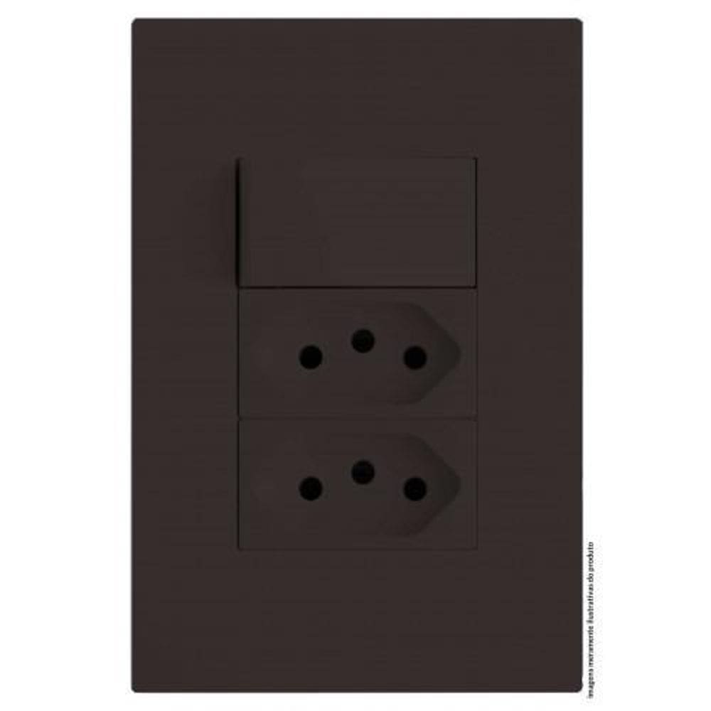 Kit Interruptor Simples + Tomada Dupla 10A 4X2 Brs12281-5Ch