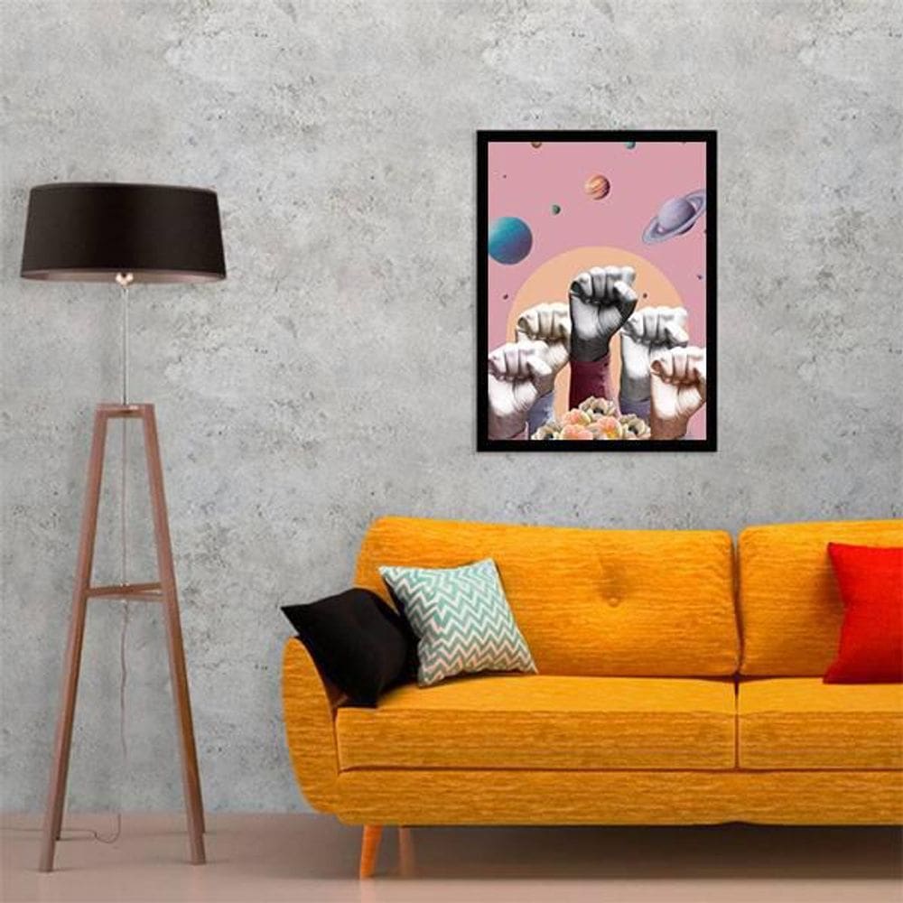 Quadro Decorativo Força Do Universo 34X23Cm - Moldura Branca