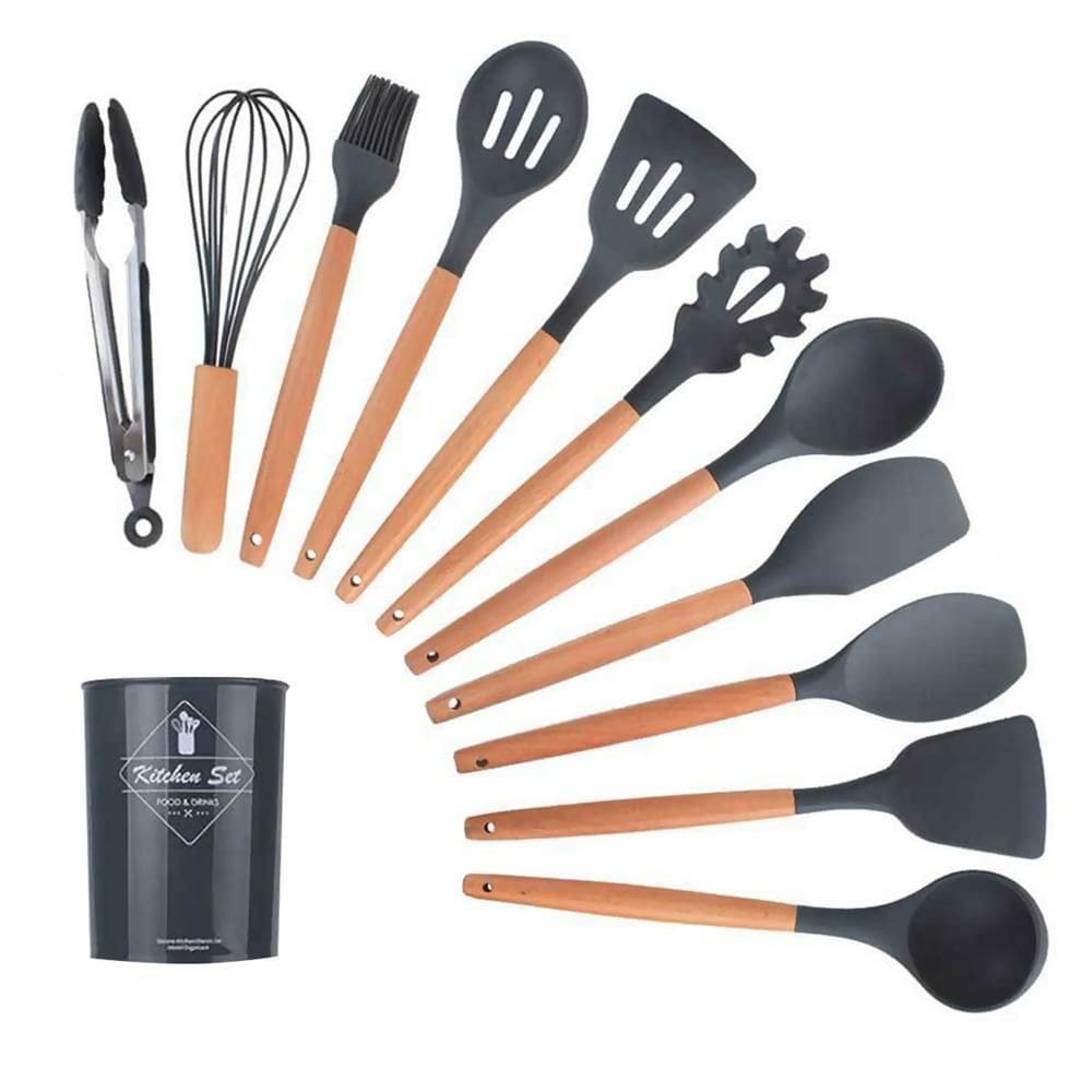 Utensílio Cozinha Silicone Espátulas, Colheres Kit 12 Peças