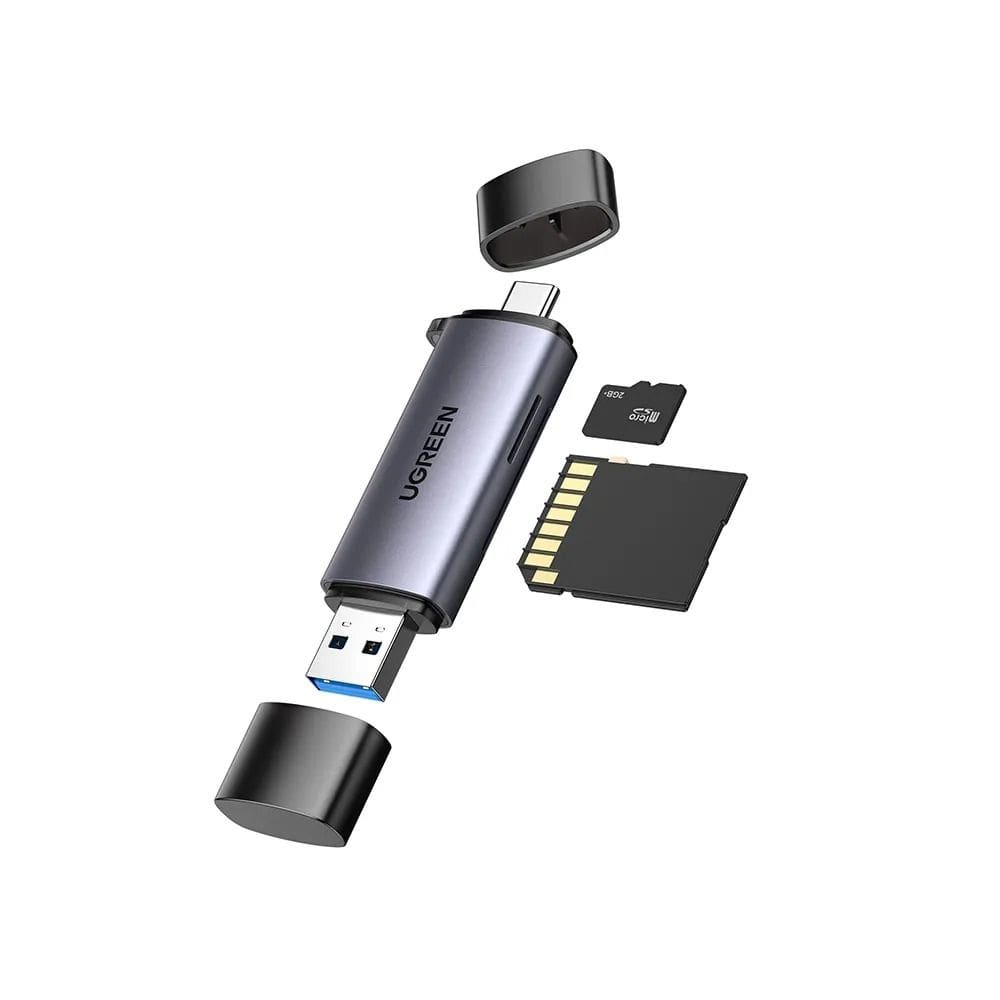 Leitor Cartão Ugreen Cm185 Usb-c E Usb-a Tf/sd Cinza 2 Em 1 Cinza