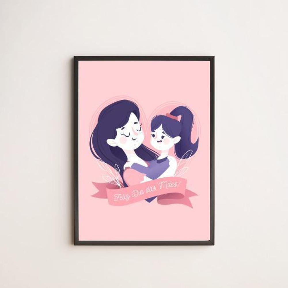 Quadro Desenho Feliz Dia Das Mães 24X18Cm