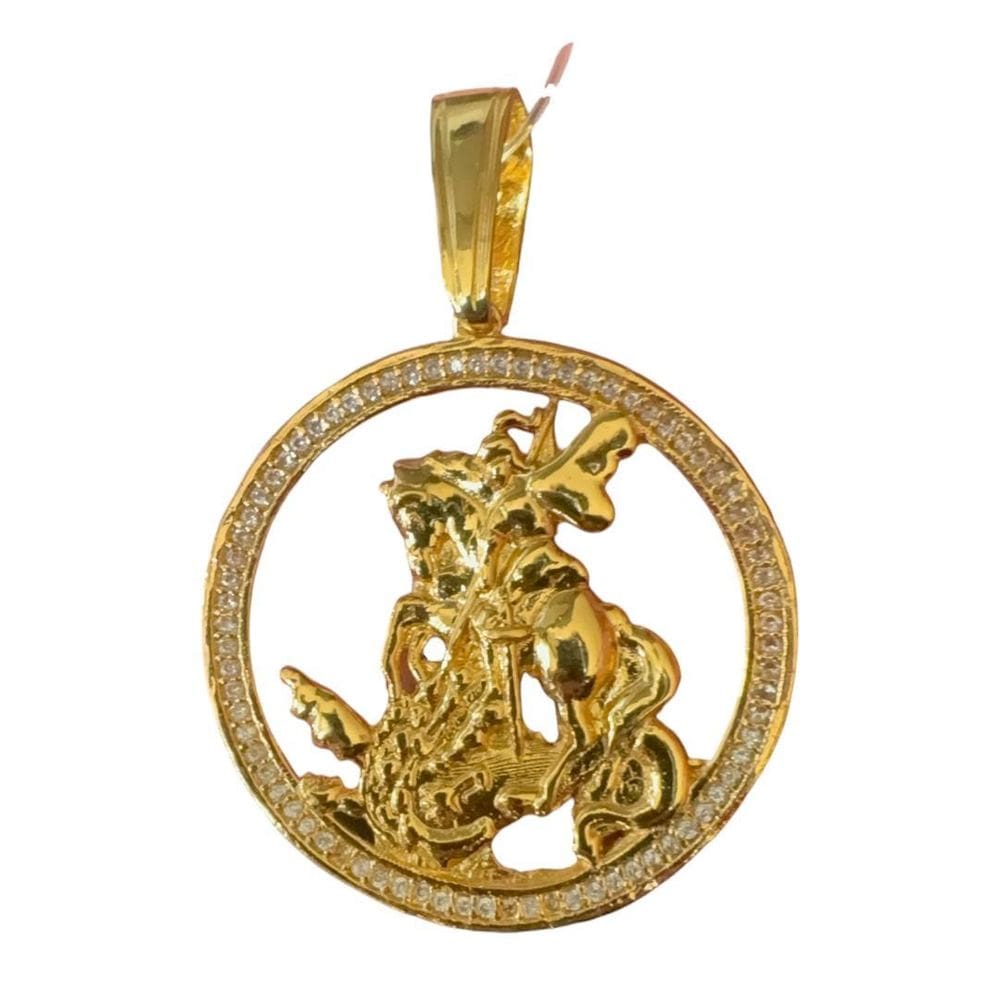 Pingente São Jorge Redondo - Banhado A Ouro 18K