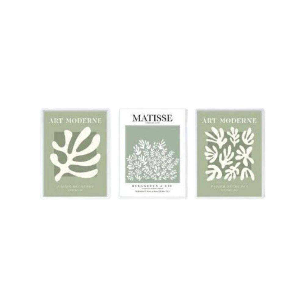 Quadros Matisse Verde Corais 33X24Cm Kit 03 Unidades