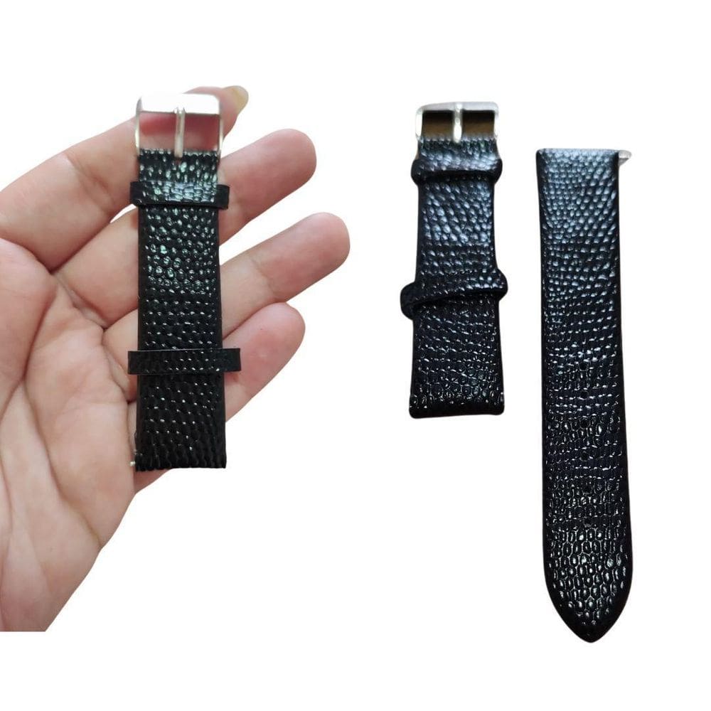 Pulseira De Relógio Croco Python 20 Mm Preta