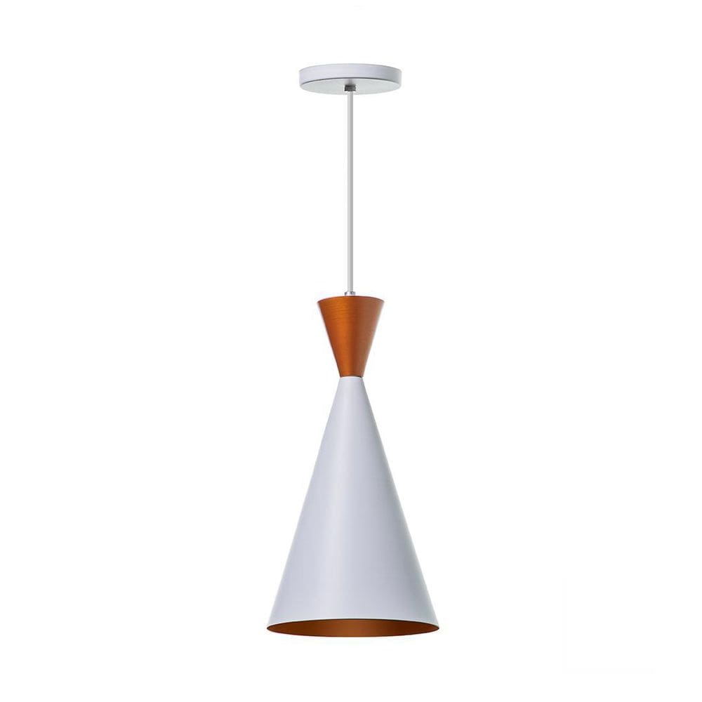 Lustre Pendente Canadá Alumínio Branco Topo Cobre