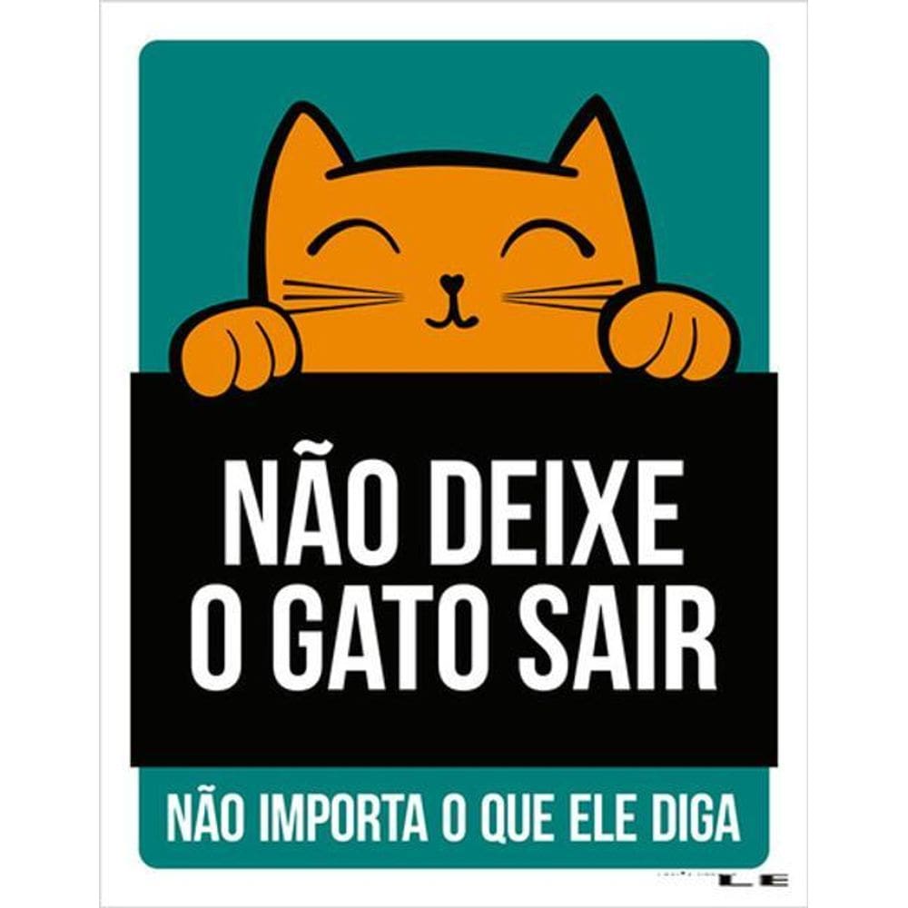 Kit 5 Placas Não Deixe Gato Sair Verde 36X46