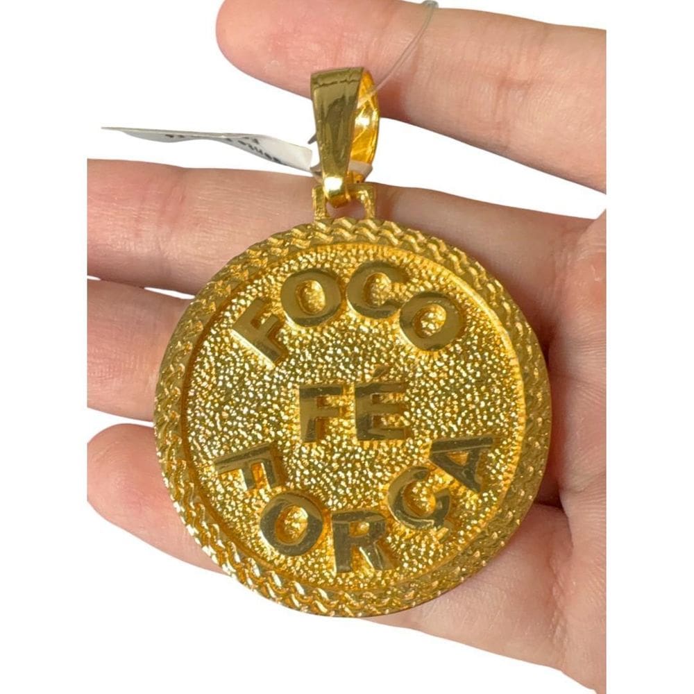 Pingente Foco, Força, Fé - Banhado A Ouro 18K