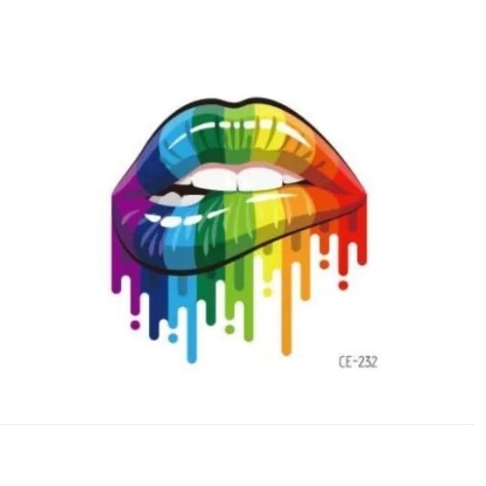 Tatuagem Temporária Delicada Cartela Boca Lgbt Arcoíris