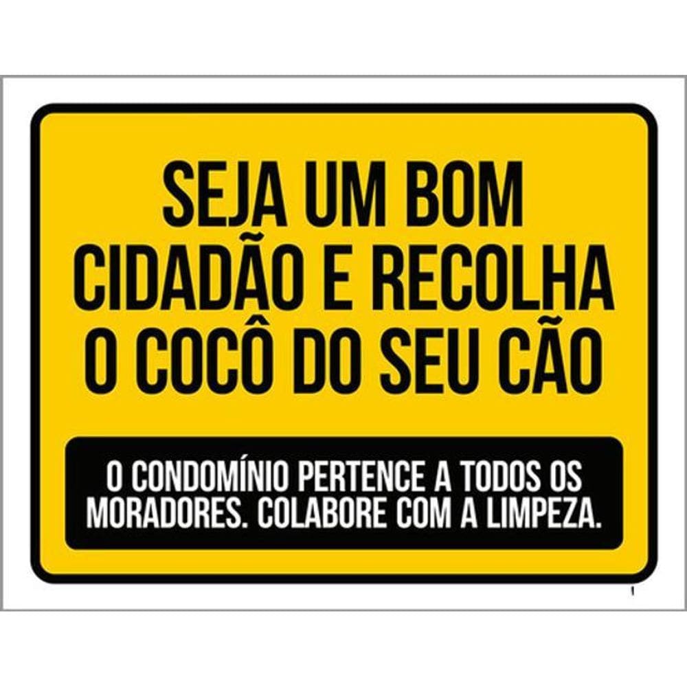 Kit 10 Placas Seja Um Bom Cidadão Recolha Cocô Cão 36X46