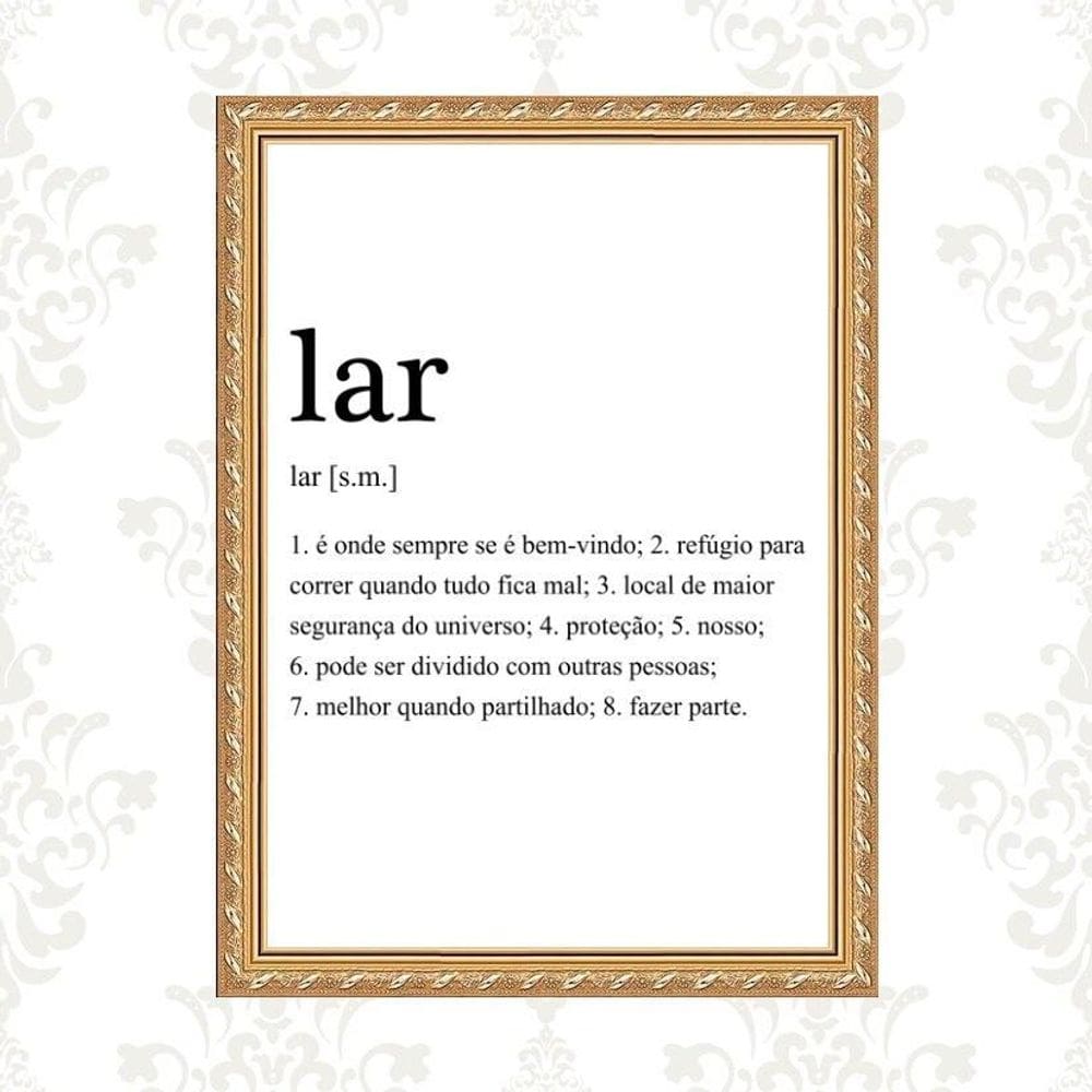 Quadro Moldura Dourada Lar Significado 33X24Cm