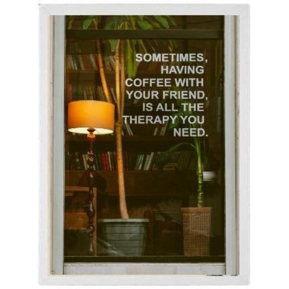 Quadro Decorativo Coffee Terapy Moldura Branca 24X18Cm