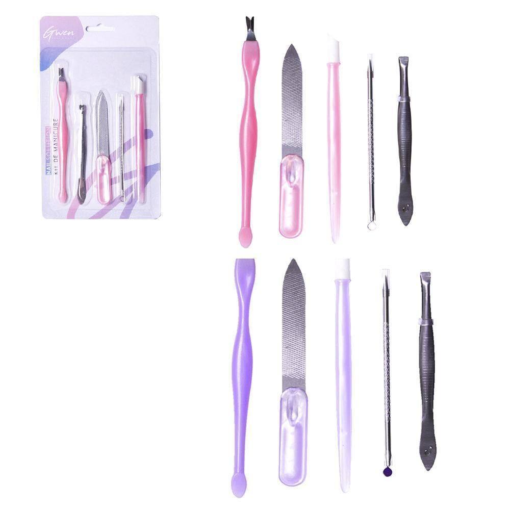 Kit Manicure Lixa Unha + Pinca Sobrancelha Acessorio 5 Pecas