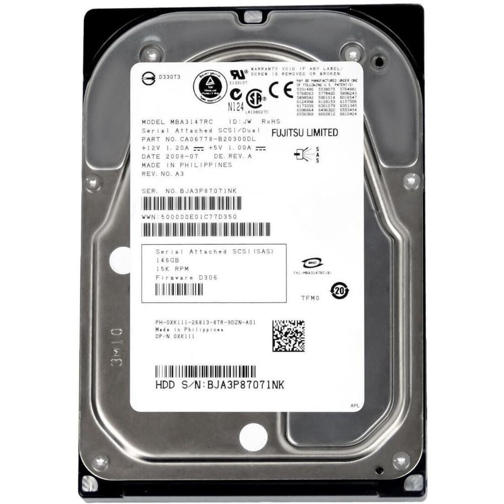 HD SAS Dell 146GB 15k 3.5 0XK111 - 1 Ano