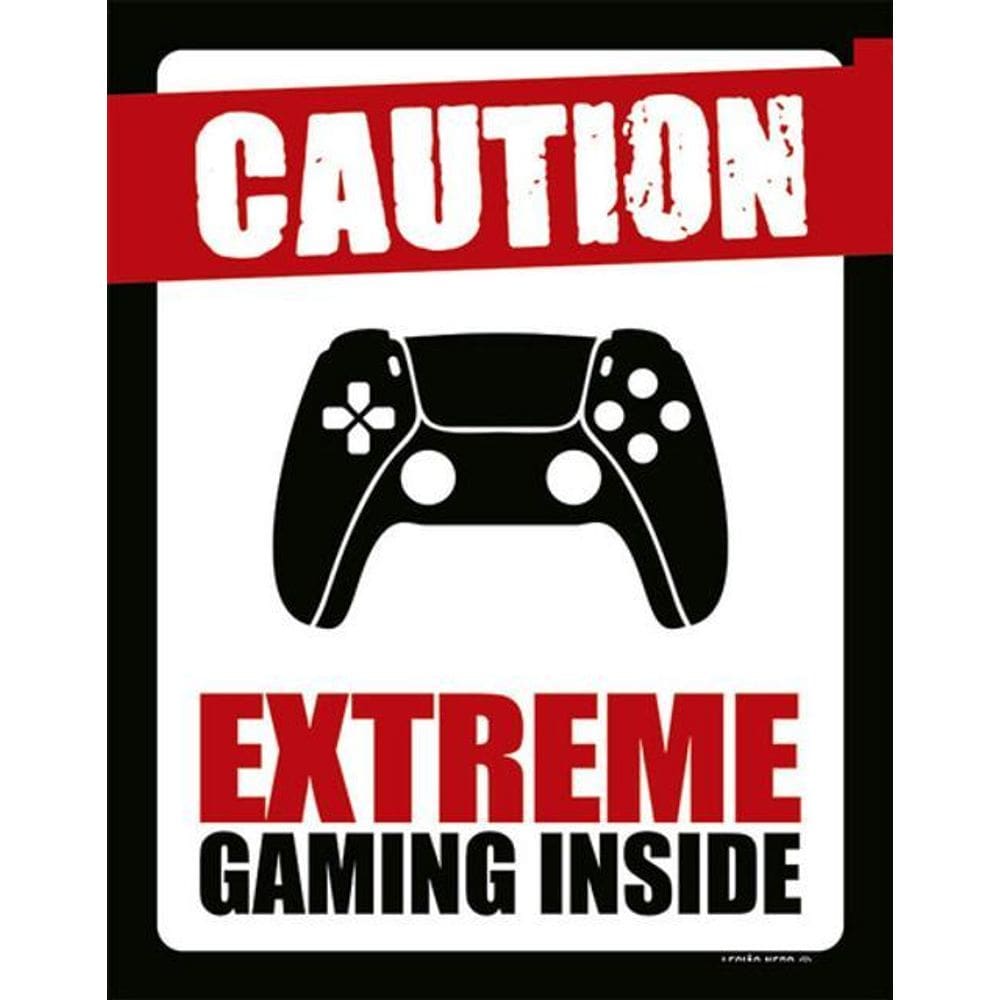 Kit 3 Placas Sinalização - Caution Extreme Gaming Inside Ps