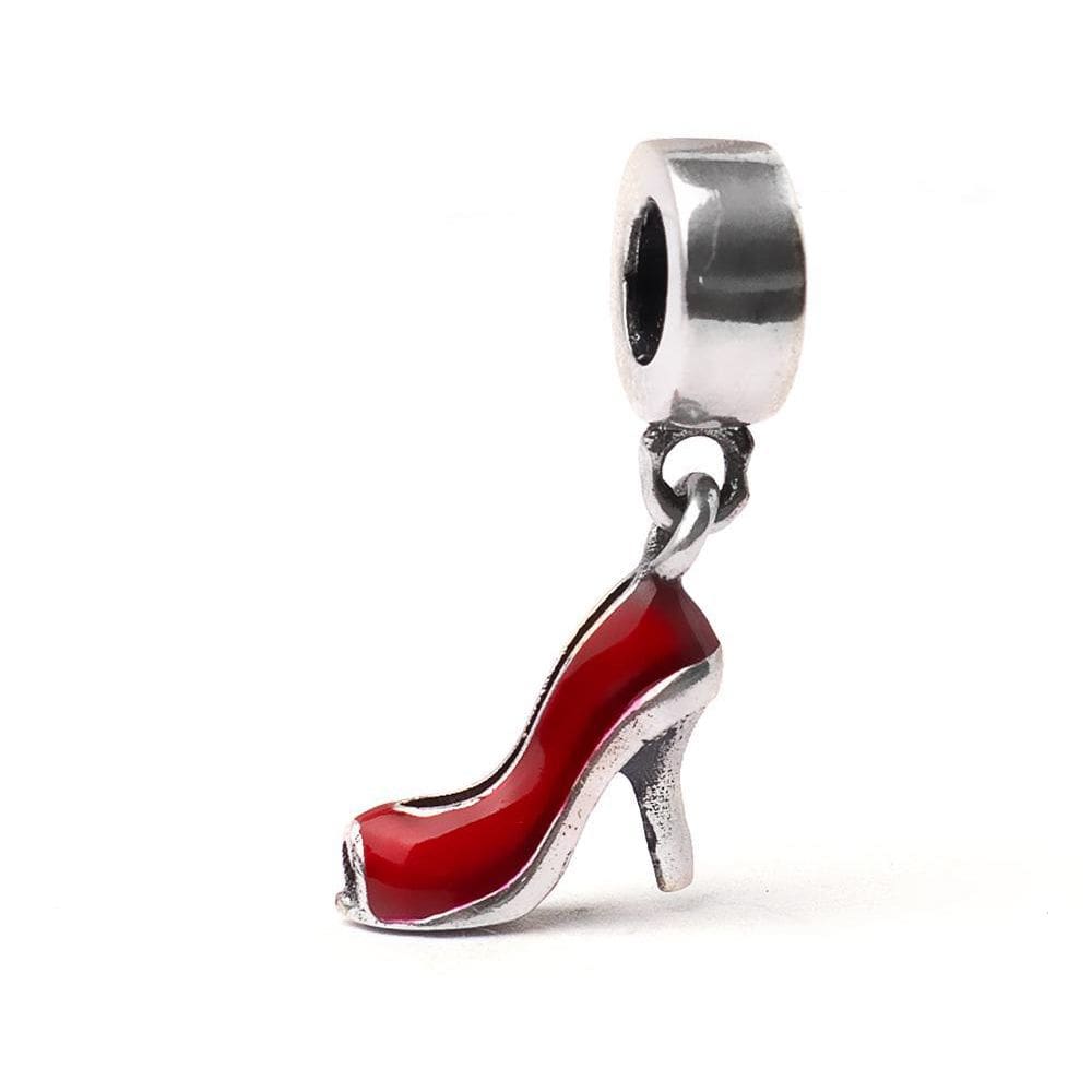Berloque Mundo Briller Sapato Salto Alto Vermelho Prata