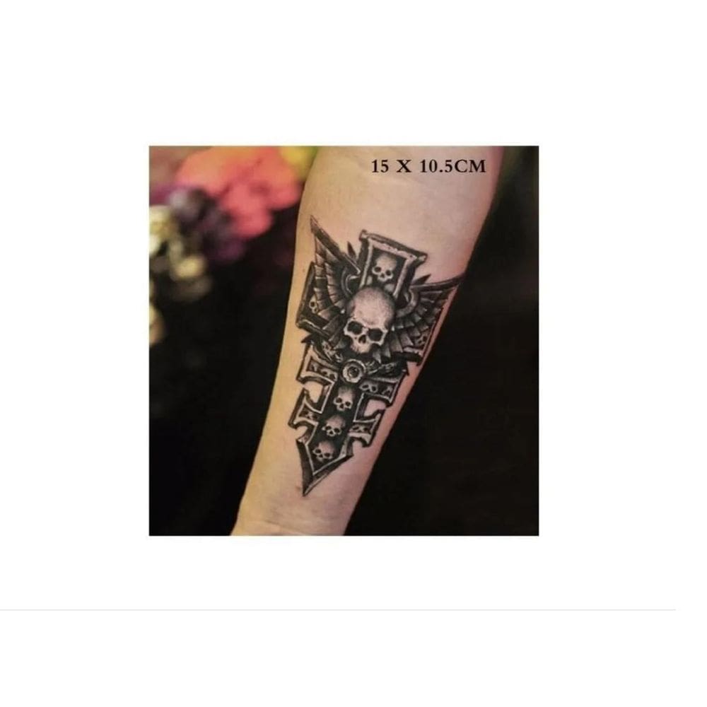 Tatuagem Temporária Dark Delicada Com 20 Cm Caveira Som