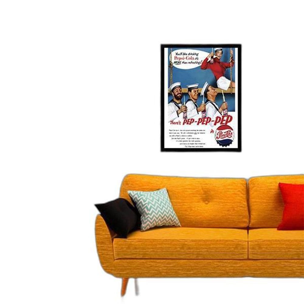 Quadro Decorativo Propaganda Antiga 45x34Cm Moldura Preta