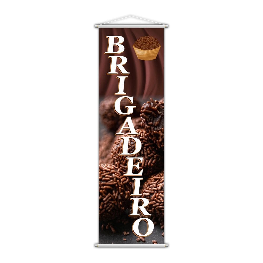 Banner Brigadeiro Doce Chocolate Confeitaria Lona 100X30Cm