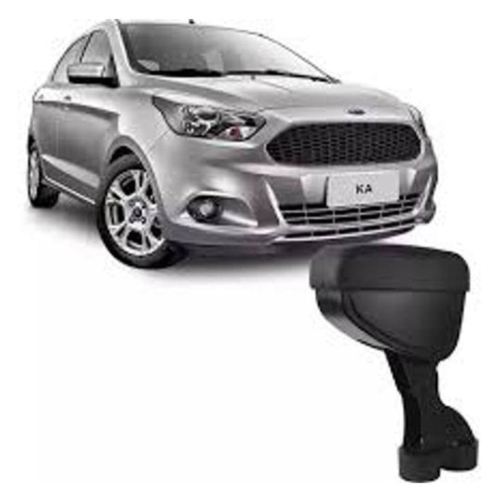 Apoio De Braço Ford Ka Tecido Cinza Costura Branca