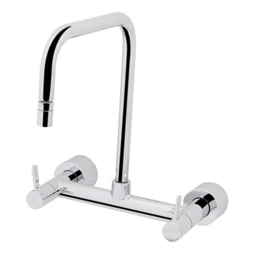 Torneira Dupla Cromada Para Cozinha Alta Vazão - Prateado