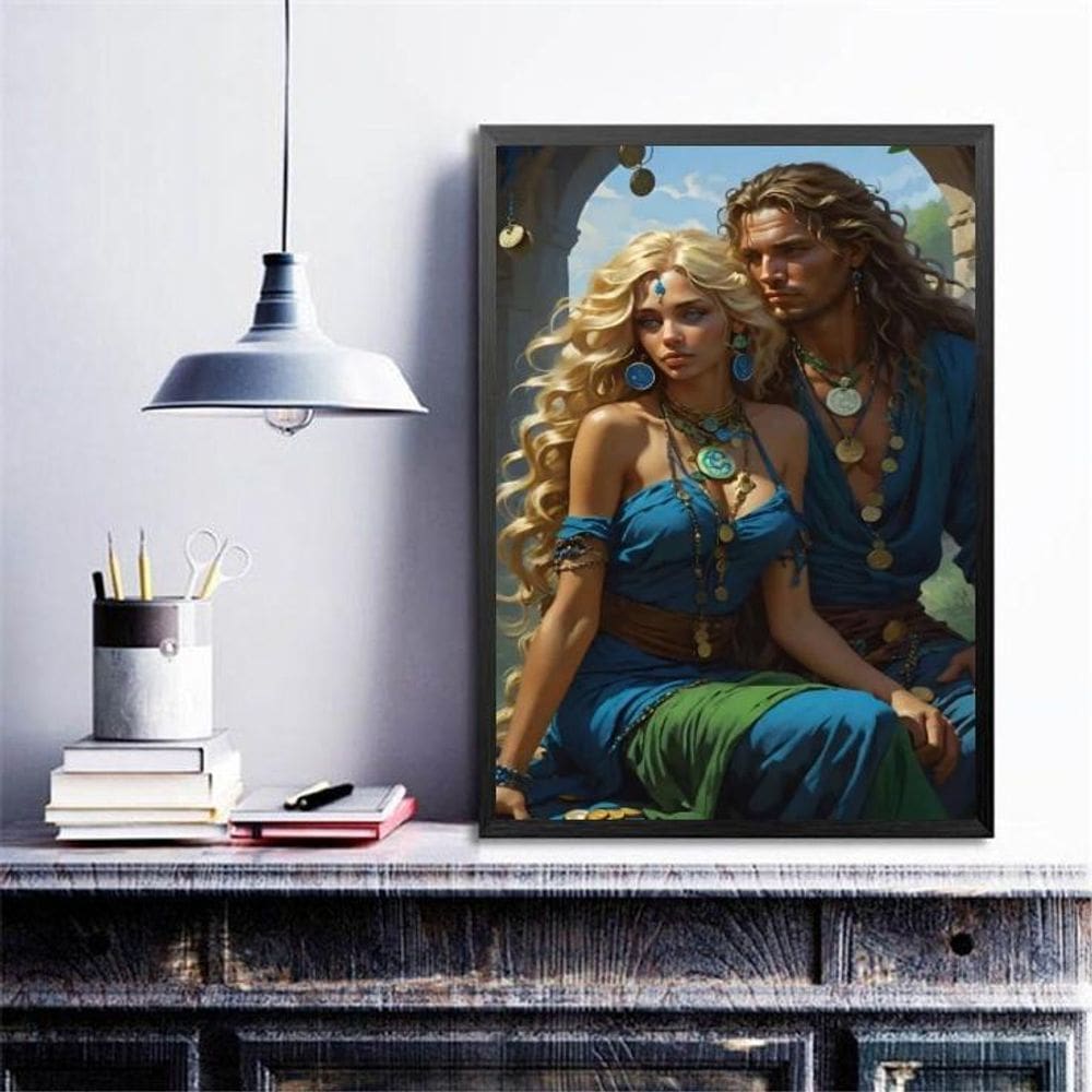 Quadro Decorativo Casal Ciganos 45X34Cm - Com Vidro