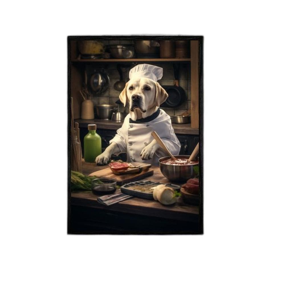 Quadro Para Cozinha Cão Raça Labrador 45X34Cm - Com Vidro
