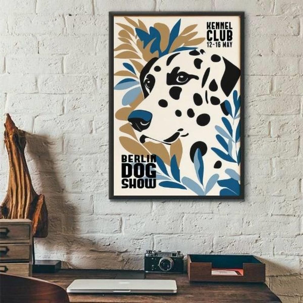 Quadro Dálmata - Berlin Dog Show Poster 33X24Cm - Com Vidro