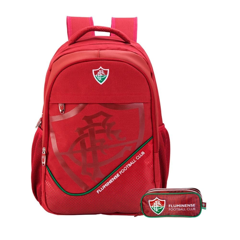 Kit Escolar Fluminense Mochila Costas + Estojo Duplo Oficial