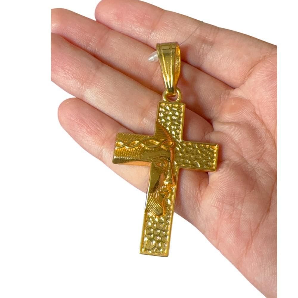 Pingente Cruz Rosto Jesus - Banhado A Ouro 18K