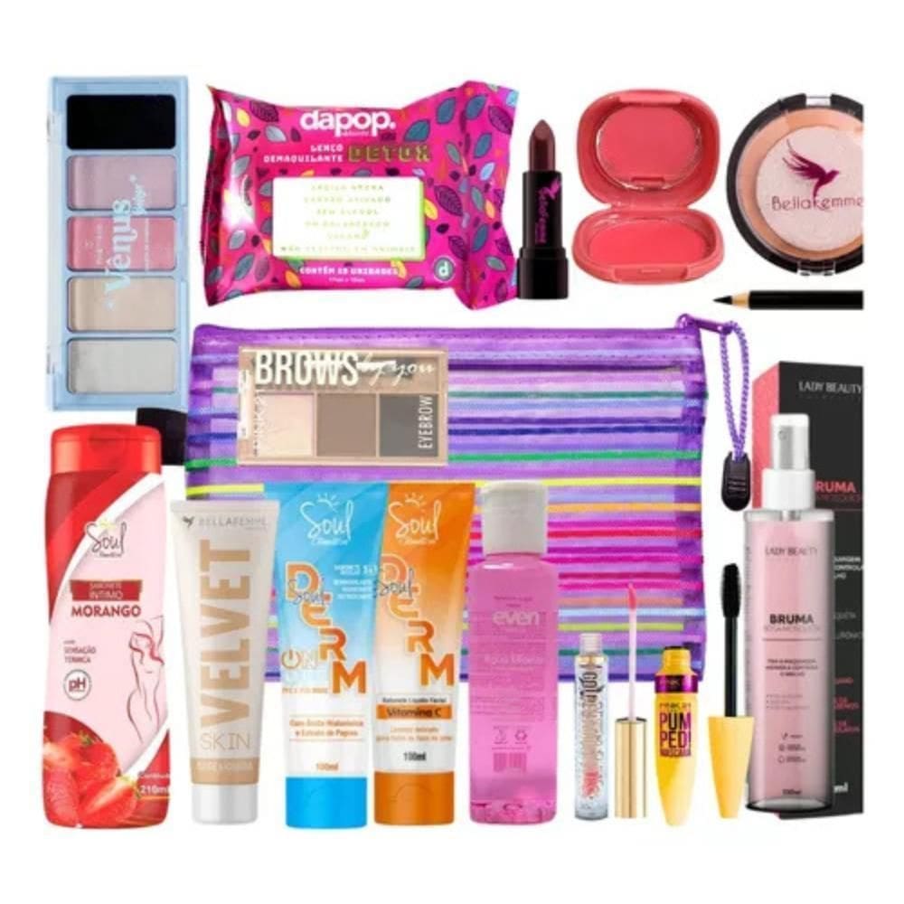 Kit Maquiagem Pincel Sombra Base Pó Bella Femme Pele Negra