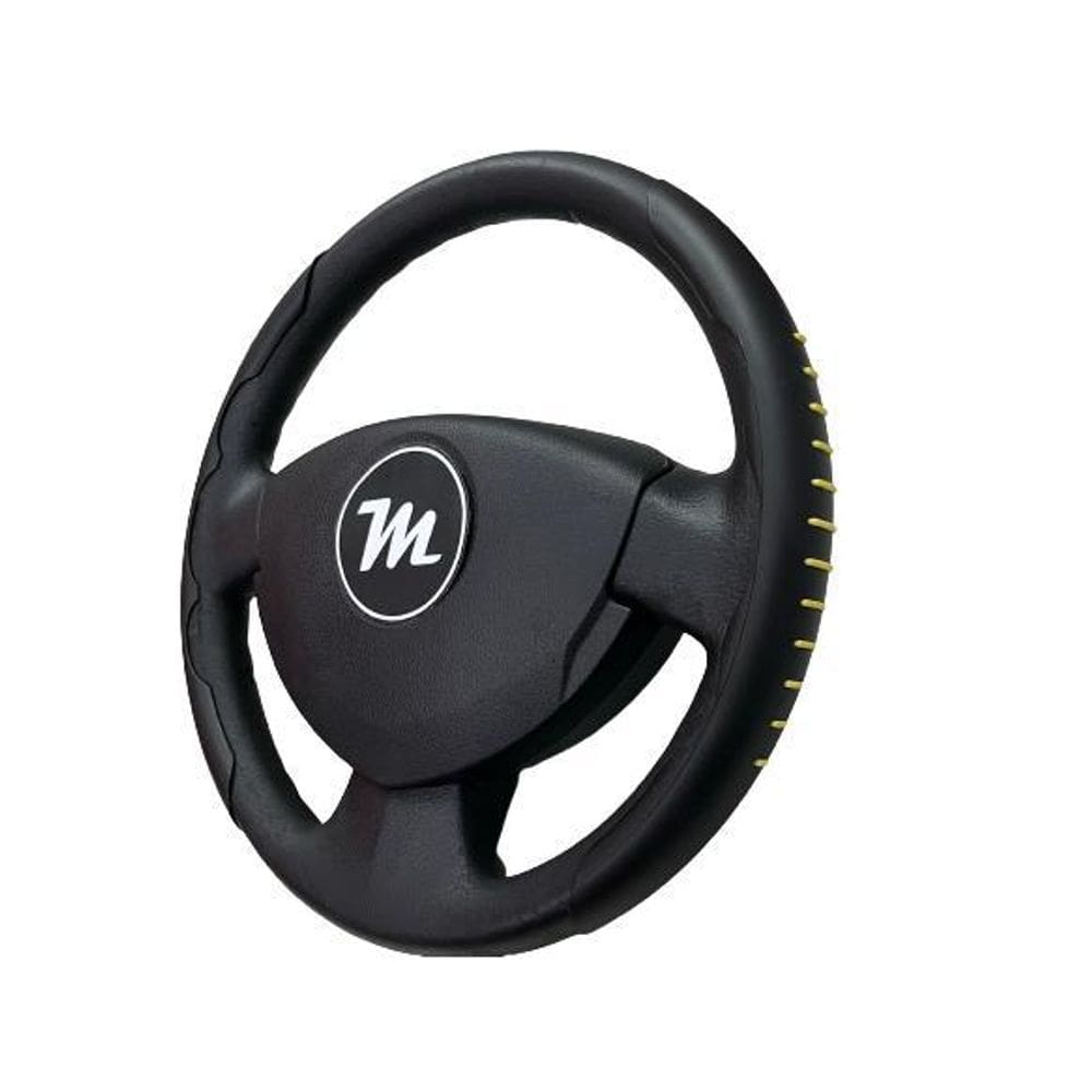 Capa Protetora Para Volante Miollo Preta Com Detalhe Amarelo