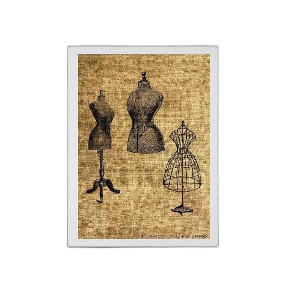 Quadro Modelos Manequim De Costura 45X34Cm Moldura Branca