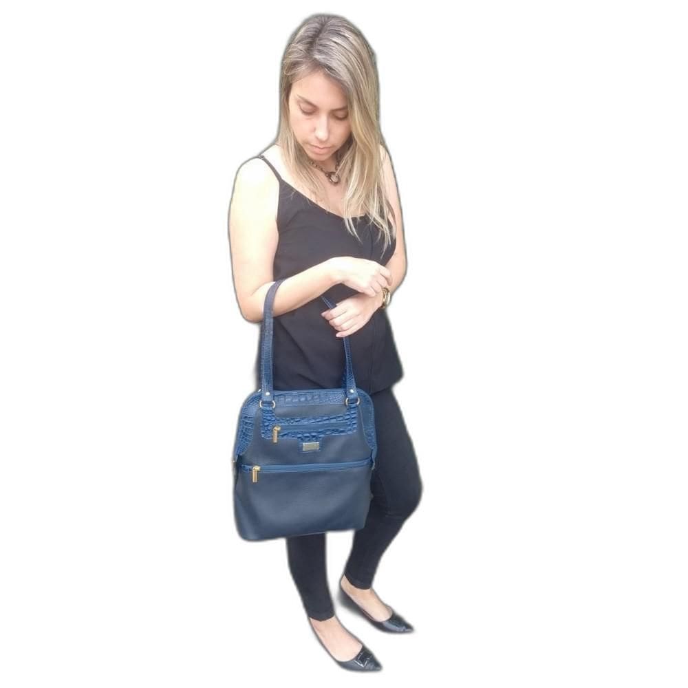 Mochila Bolsa Topgrife Couro Marinho