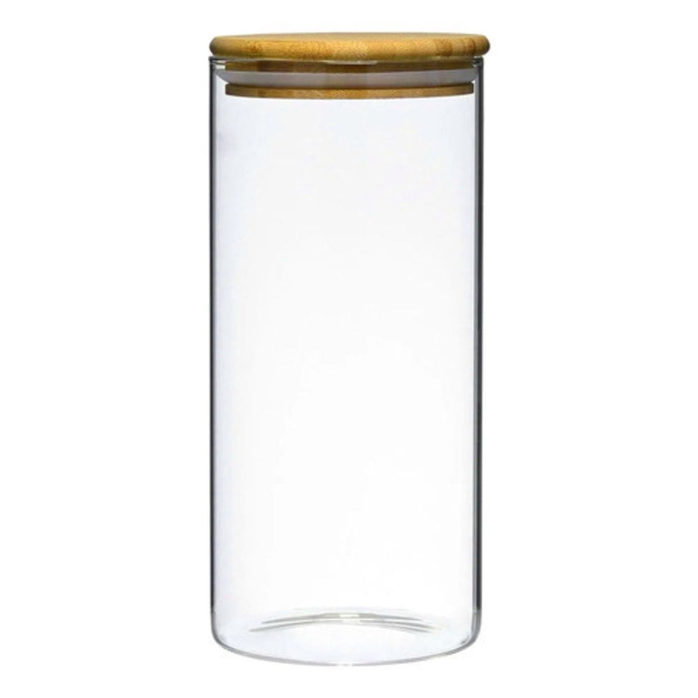 Pote Hermético Vidro com Tampa de Bambu - 1,3L - Mimo Style