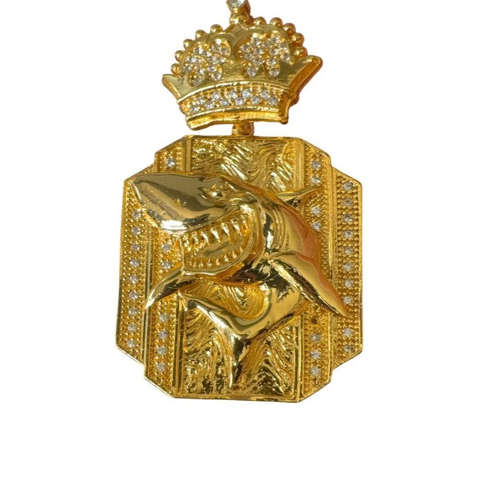 Pingente Tubarão Quadrado G - Banhado A Ouro 18K