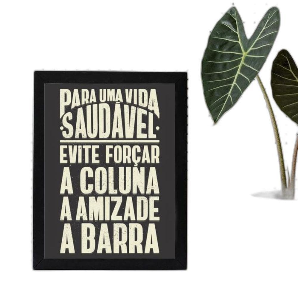 Quadro conselho vida saudável 45x34 - Moldura madeira preta