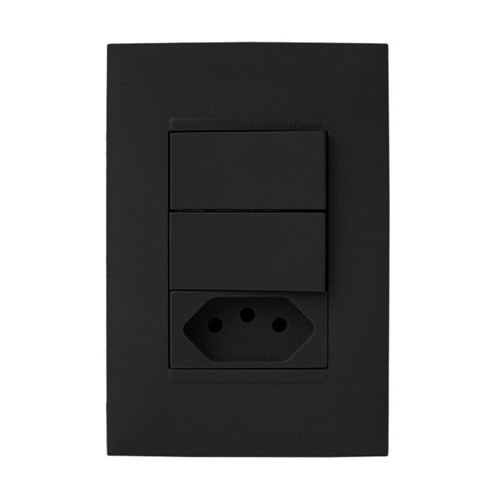 Cj Duplo + Tomada 20A 4X2 - Pial Plus + Preto