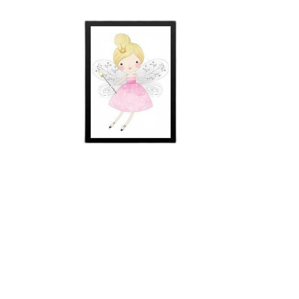 Quadro Infantil Menina Fada Madrinha 33X24Cm - Com Vidro