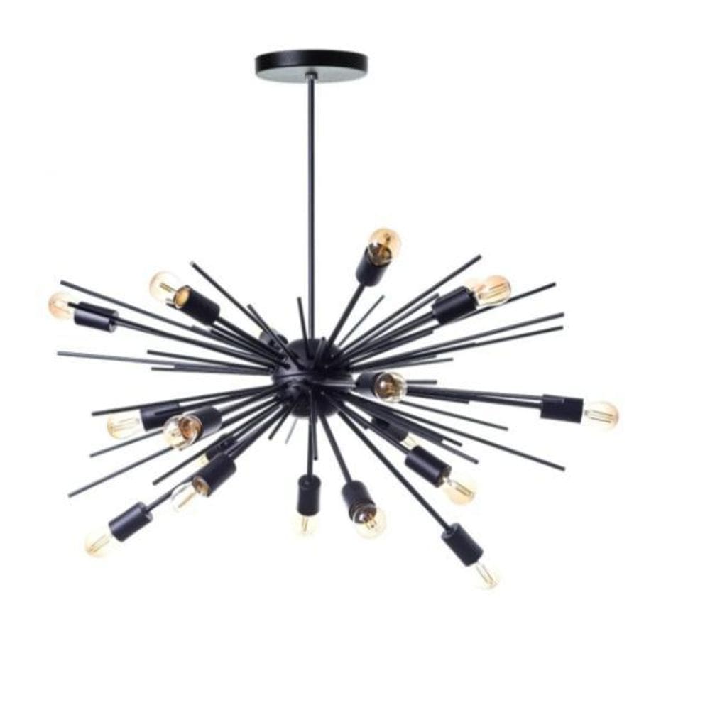 Lustre Pendente Sputnik Luxo Preto Para 18 Lampadas
