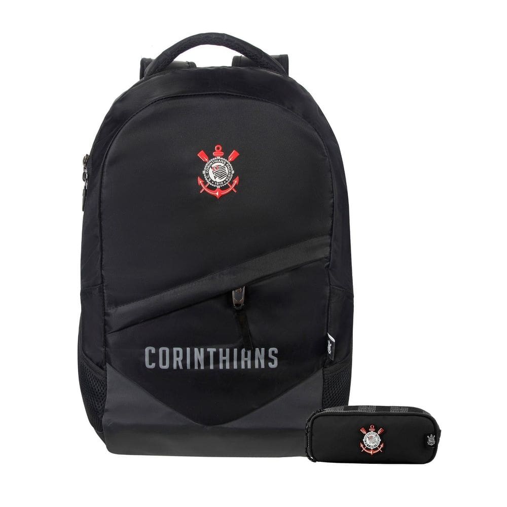 Kit Corinthians Timão Mochila Esportiva + Estojo Duplo