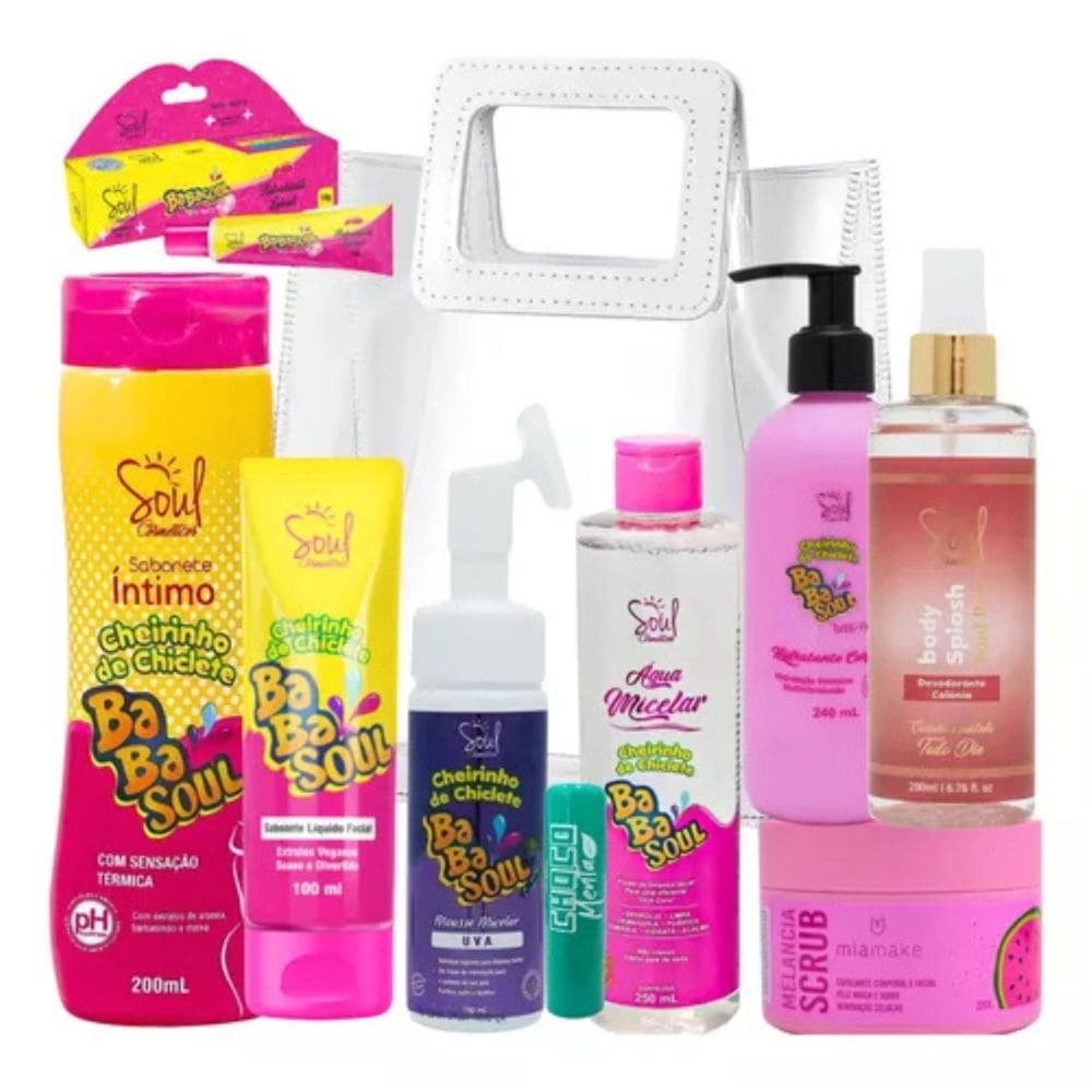 Kit De Maquiagem Completo Com Bolsa Transparente Em Pvc